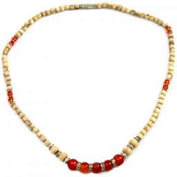 Ornate Tulasi Neckbeads with Carnelian 3mm